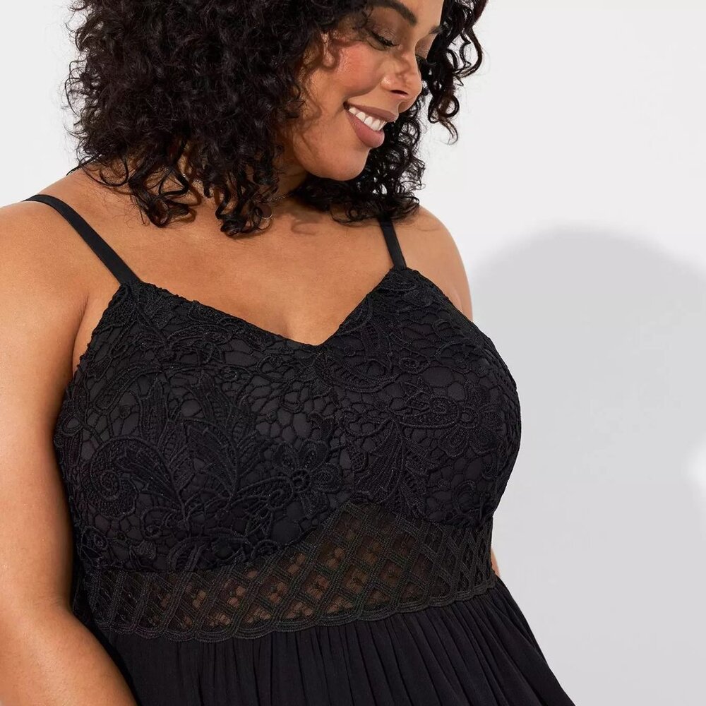TORRID Midi Crinkle Gauze Lace Bodice Dress 1x NWT - Picture 3 of 10